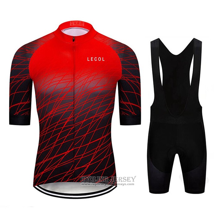 2020 Cycling Jersey Le Col Black Red Short Sleeve And Bib Short